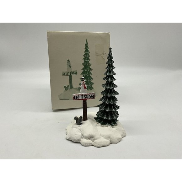 Dept 56 Snow Village Accessory Vintage Let It Snow Snowman Sign in Original Box - Picture 11 of 16